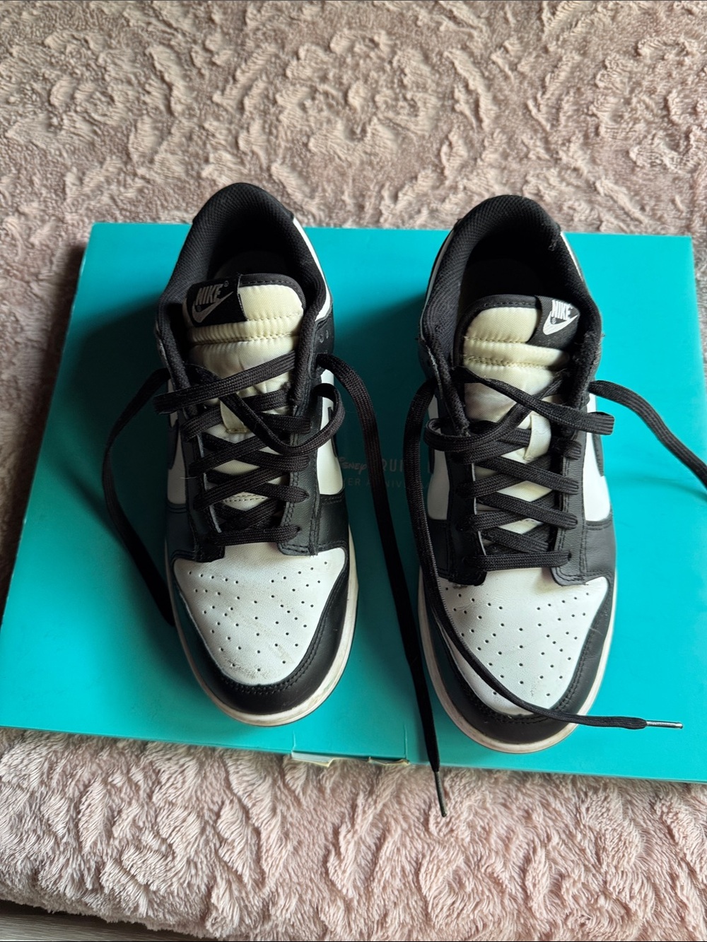 Nike Black and White Low-Top Sneakers with Cream Tongues